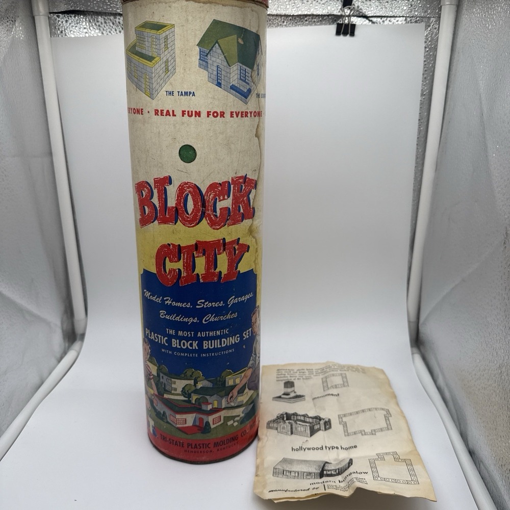 Vintage Block City Plastic Building Set Tri-State Plastic Molding Co Retro Toy